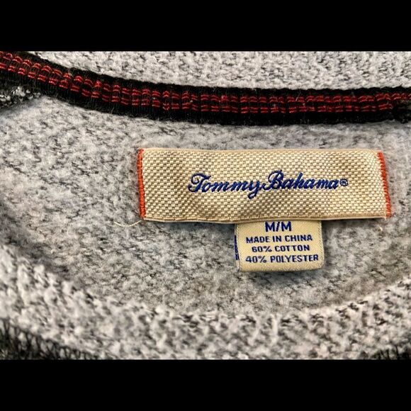 Tommy Bahama Sweatshirt Men's Sz Med Blk/Gry EUC - Picture 4 of 9